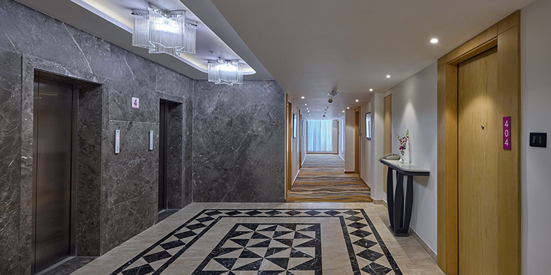 Renovated hotel corridor