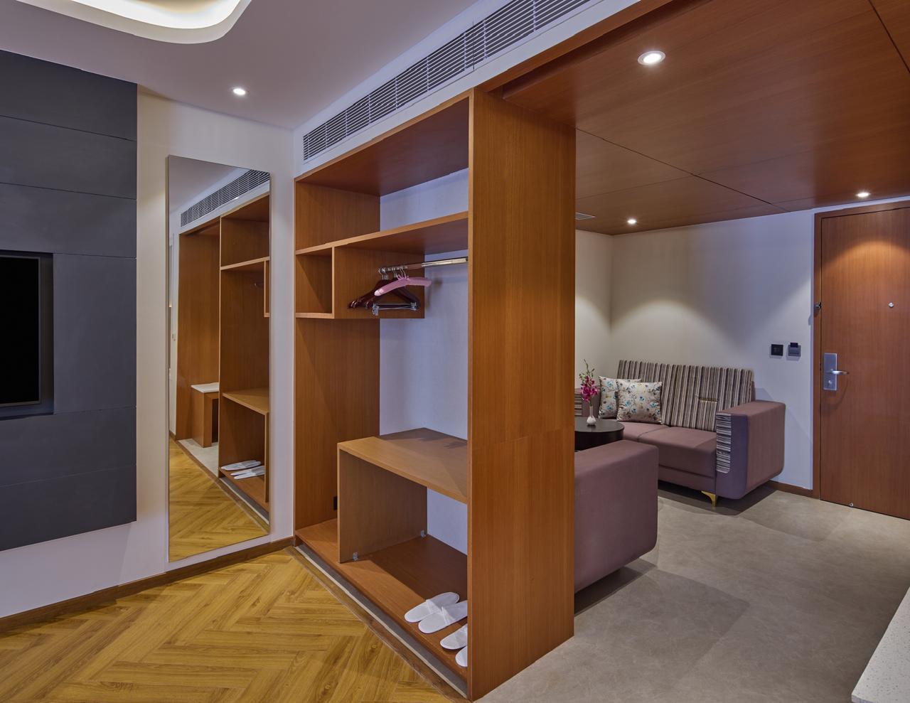 Guest room wardrobe and seating